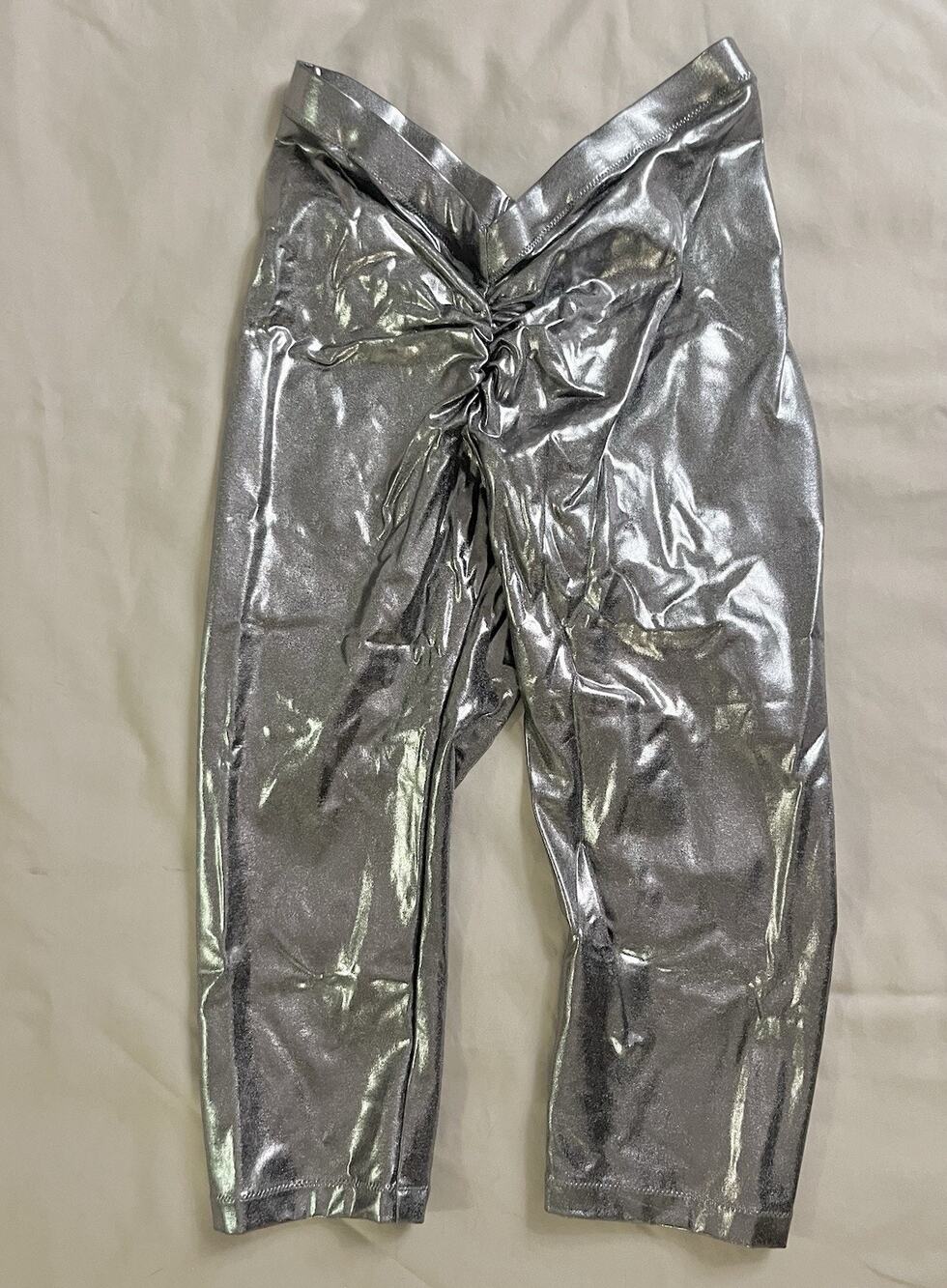 Skims Sz Small Metallic Swim Capri Pants V-Waist Ruched Cosplay Futuristic NEW